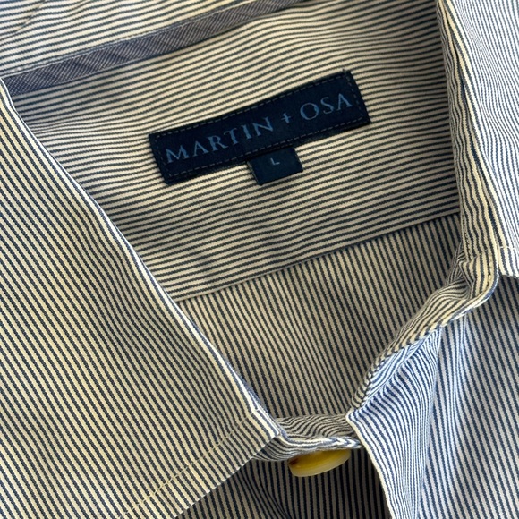 Martin OSA men’s blue dress shirt size L stripe - Picture 3 of 3